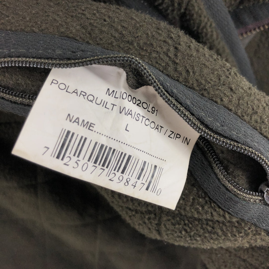 Barbour POLAR QUILTS, quilted vest with batting, 3-warrant, men's size L polyamide Khaki type Vintage Second Hand