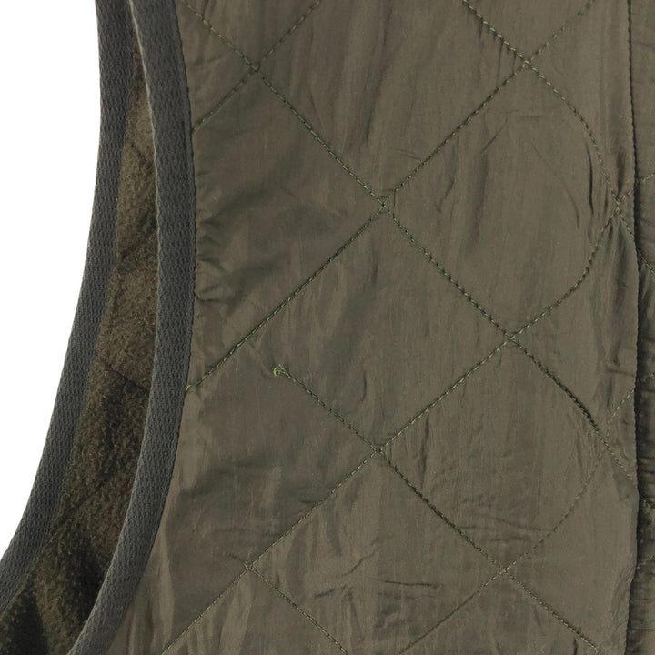 Barbour POLAR QUILTS, quilted vest with batting, 3-warrant, men's size L polyamide Khaki type Vintage Second Hand