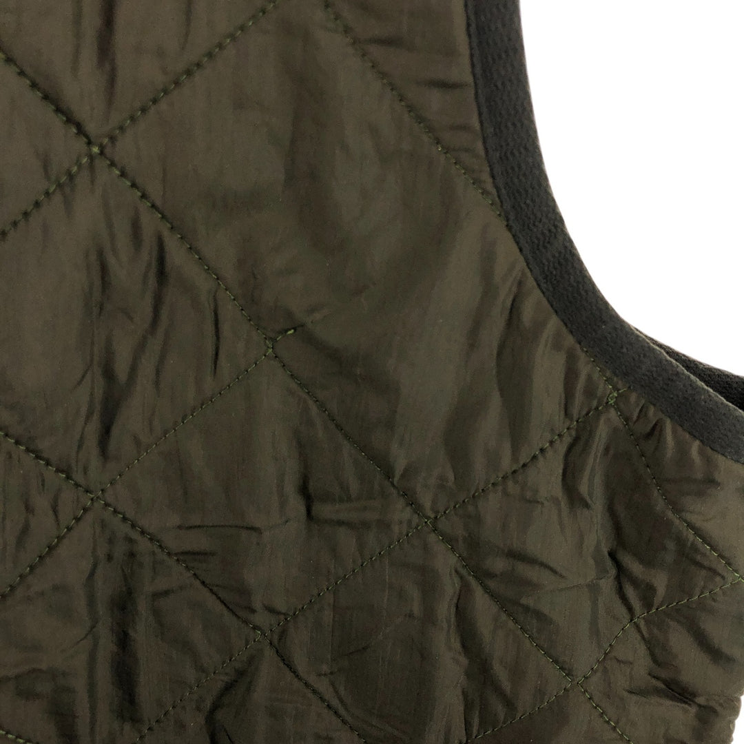 Barbour POLAR QUILTS, quilted vest with batting, 3-warrant, men's size L polyamide Khaki type Vintage Second Hand