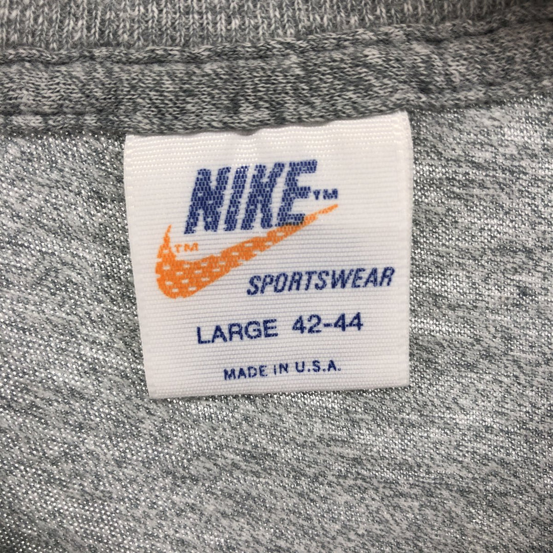 70'S Nike Orange Tag Long Sleeve T-Shirt, Made in USA, Men's L Size, Vintage polyester gray type Vintage Second Hand