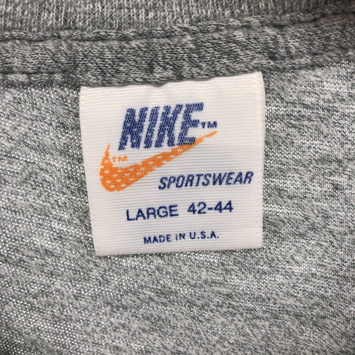 70'S Nike Orange Tag Long Sleeve T-Shirt, Made in USA, Men's L Size, Vintage polyester gray type Vintage Second Hand