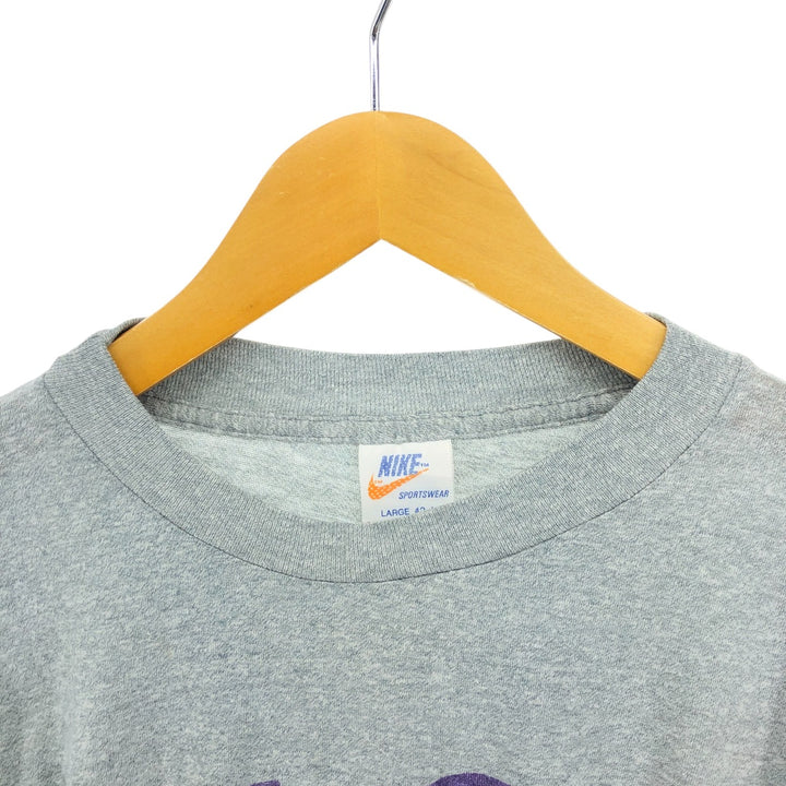 70'S Nike Orange Tag Long Sleeve T-Shirt, Made in USA, Men's L Size, Vintage polyester gray type Vintage Second Hand