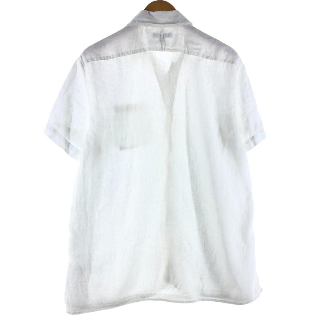 Banana Republic BANANA REPUBLIC Short Sleeve Open Collar Linen Shirt Men's L Size linen white type Vintage Second Hand