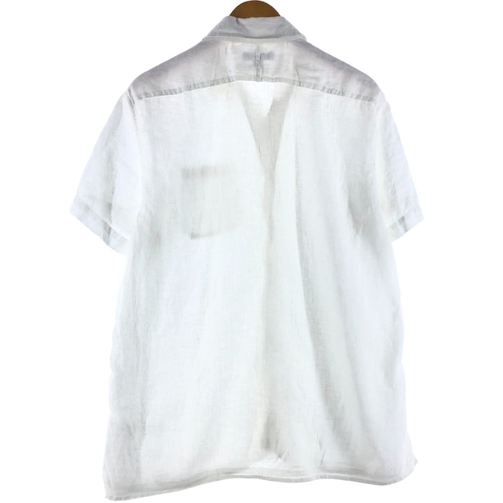 Banana Republic BANANA REPUBLIC Short Sleeve Open Collar Linen Shirt Men's L Size linen white type Vintage Second Hand