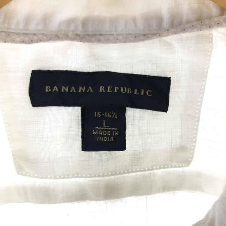 Banana Republic BANANA REPUBLIC Short Sleeve Open Collar Linen Shirt Men's L Size linen white type Vintage Second Hand
