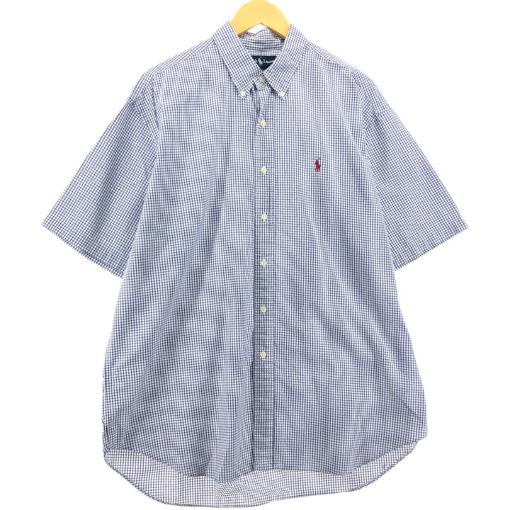 Ralph Lauren BLAKE short sleeve button down check shirt men's XL size cotton navy blue type Vintage Second Hand
