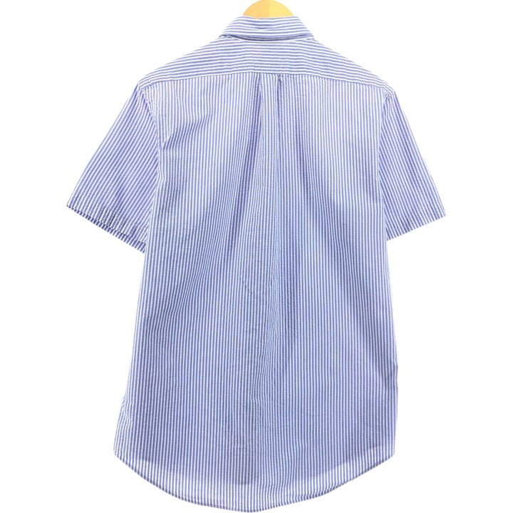 Ralph Lauren short sleeve button down striped shirt, men's size M cotton blue type Vintage Second Hand