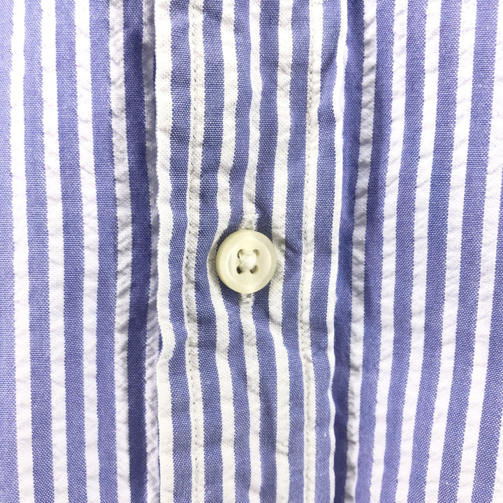 Ralph Lauren short sleeve button down striped shirt, men's size M cotton blue type Vintage Second Hand