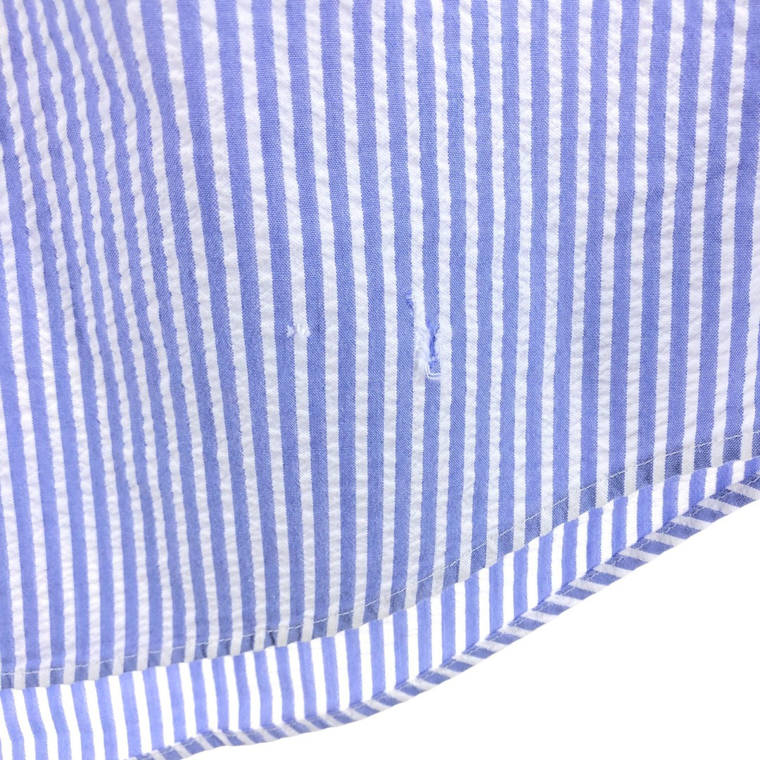 Ralph Lauren short sleeve button down striped shirt, men's size M cotton blue type Vintage Second Hand
