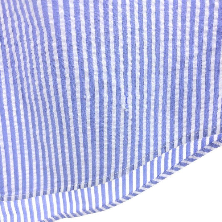 Ralph Lauren short sleeve button down striped shirt, men's size M cotton blue type Vintage Second Hand