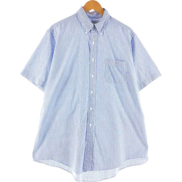 Brooks Brothers Short Sleeve Button Down Striped Shirt Made in USA Men's XL cotton blue type Vintage Second Hand