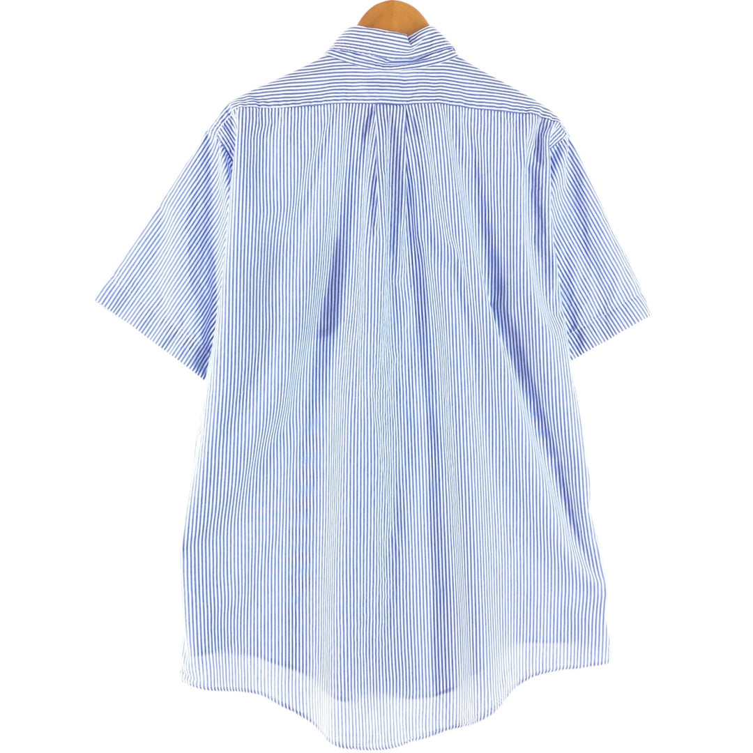Brooks Brothers Short Sleeve Button Down Striped Shirt Made in USA Men's XL cotton blue type Vintage Second Hand