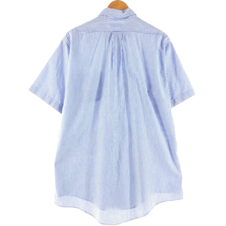 Brooks Brothers Short Sleeve Button Down Striped Shirt Made in USA Men's XL cotton blue type Vintage Second Hand