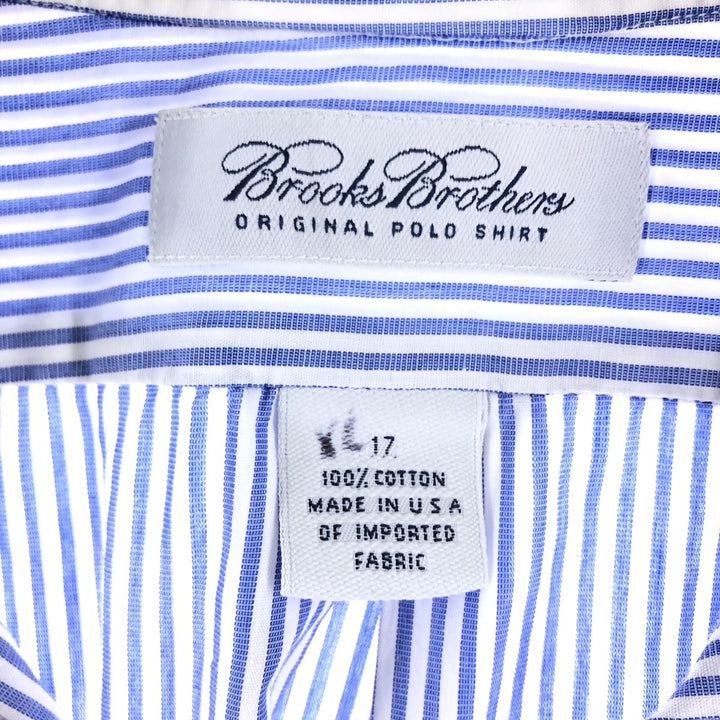 Brooks Brothers Short Sleeve Button Down Striped Shirt Made in USA Men's XL cotton blue type Vintage Second Hand
