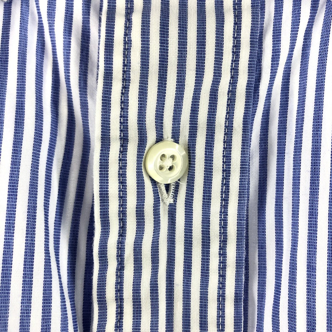 Brooks Brothers Short Sleeve Button Down Striped Shirt Made in USA Men's XL cotton blue type Vintage Second Hand