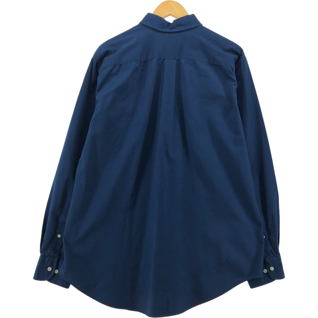 LANDS' END Long Sleeve Button Down Shirt, Men's Size L cotton navy blue type Vintage Second Hand