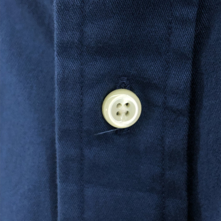 LANDS' END Long Sleeve Button Down Shirt, Men's Size L cotton navy blue type Vintage Second Hand