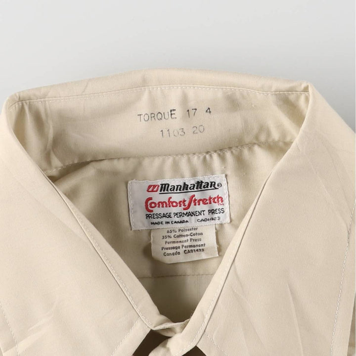 70'S Manhattan Long Sleeve Polycotton Shirt Men's XL Vintage polyester Beige type Vintage Second Hand