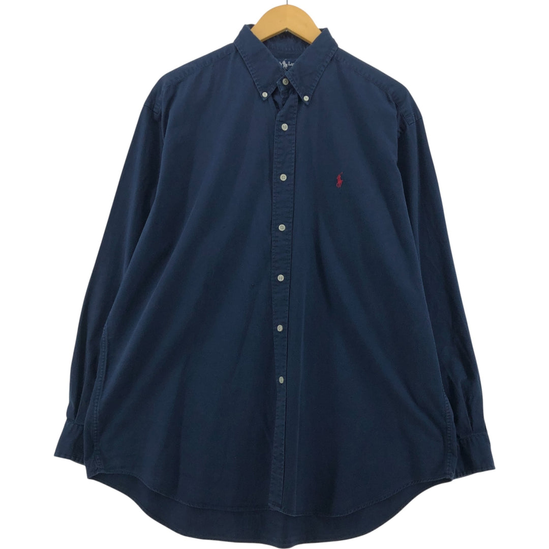 Ralph Lauren BLAKE long sleeve button down shirt, men's size L cotton navy blue type Vintage Second Hand