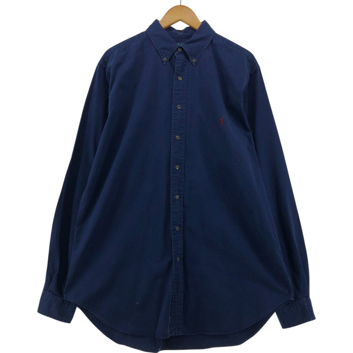 Ralph Lauren Classic Fit Long Sleeve Button Down Shirt, Men's Size L cotton navy blue type Vintage Second Hand