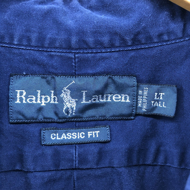 Ralph Lauren Classic Fit Long Sleeve Button Down Shirt, Men's Size L cotton navy blue type Vintage Second Hand