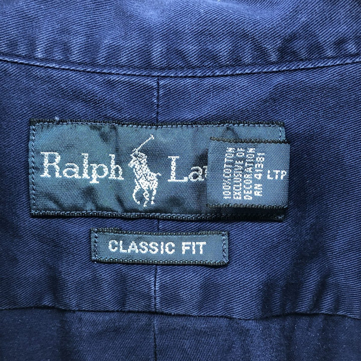 Ralph Lauren Classic Fit Long Sleeve Button Down Shirt, Men's Size L cotton navy blue type Vintage Second Hand