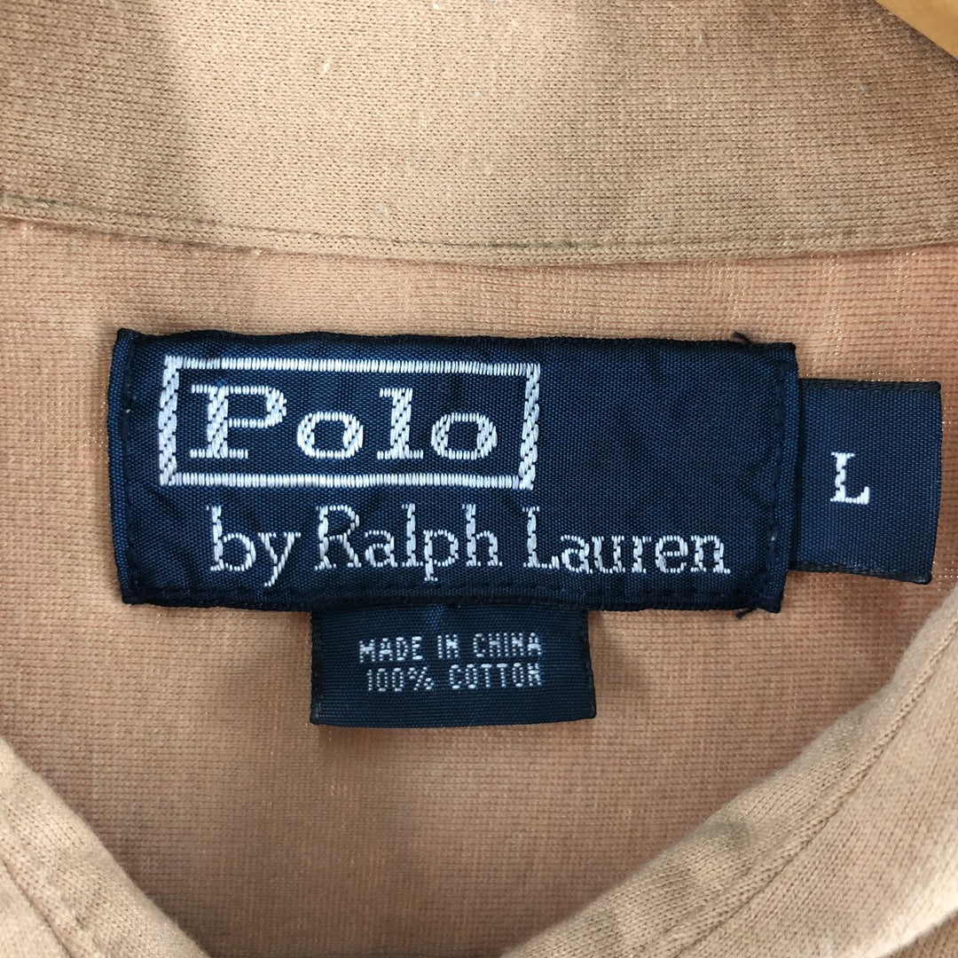 Ralph Lauren POLO by Ralph Lauren long sleeve safari shirt, men's size L cotton beige type brown Vintage Second Hand