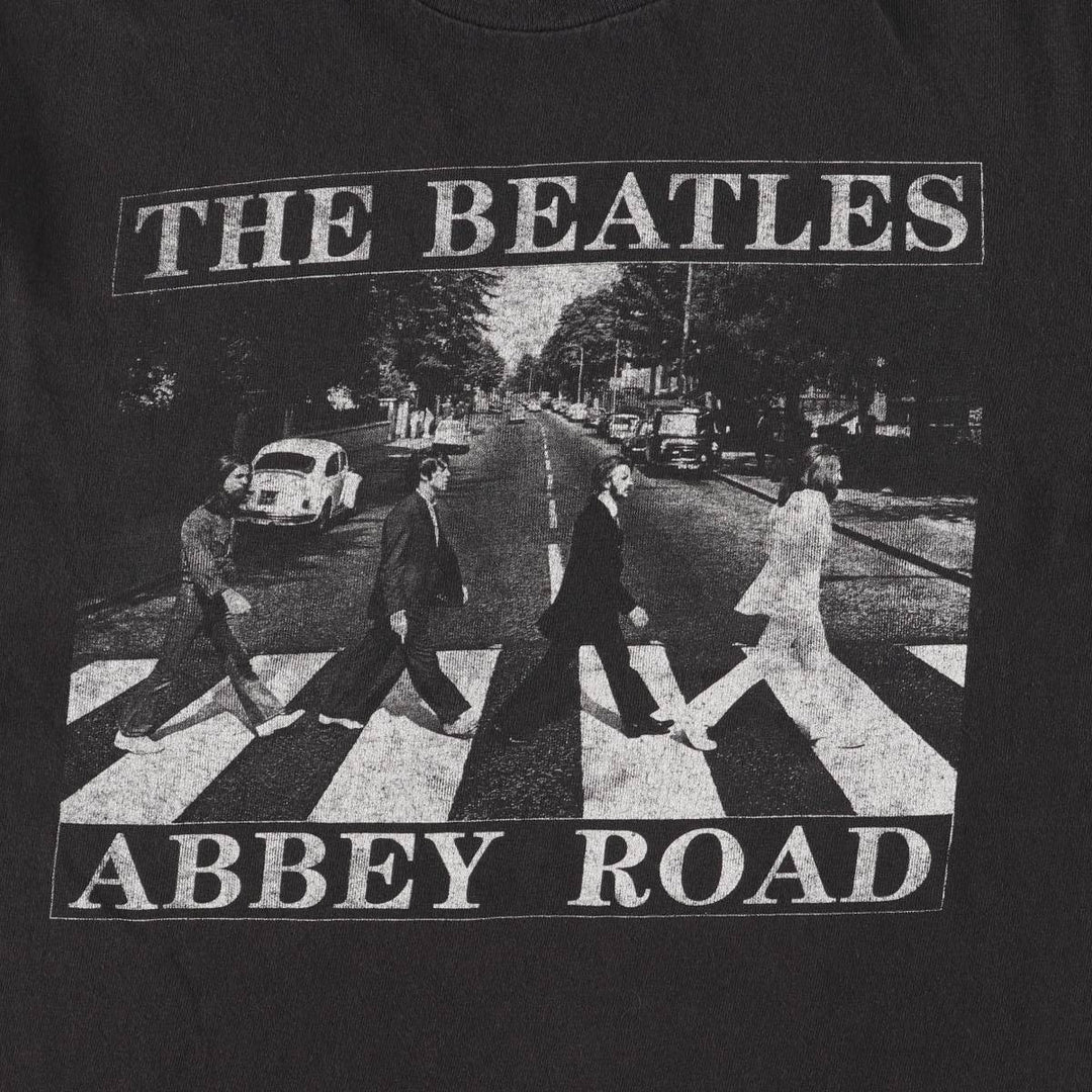 THE BEATLES Band T-shirt, Men's M size cotton black type Vintage Second Hand