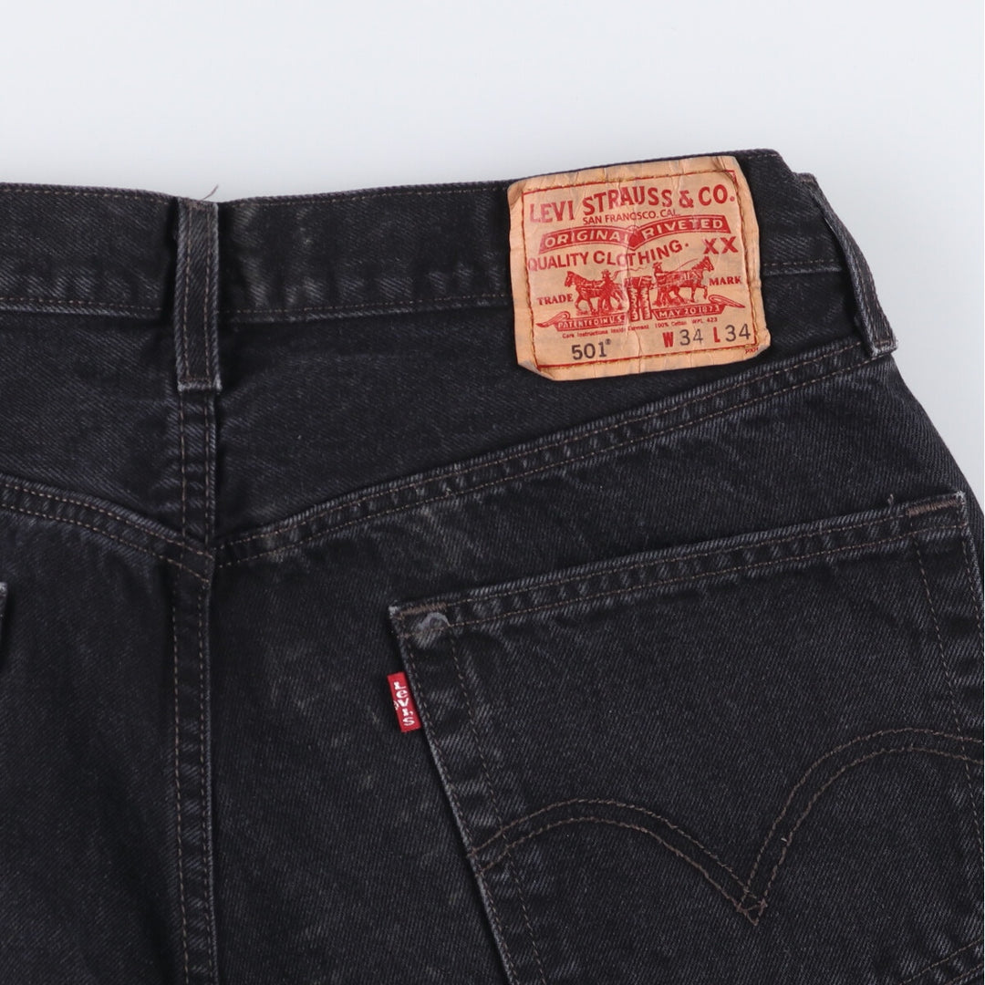 Levi's 501 Black Denim Straight Denim Pants for Men, W34 equivalent cotton black type Vintage Second Hand