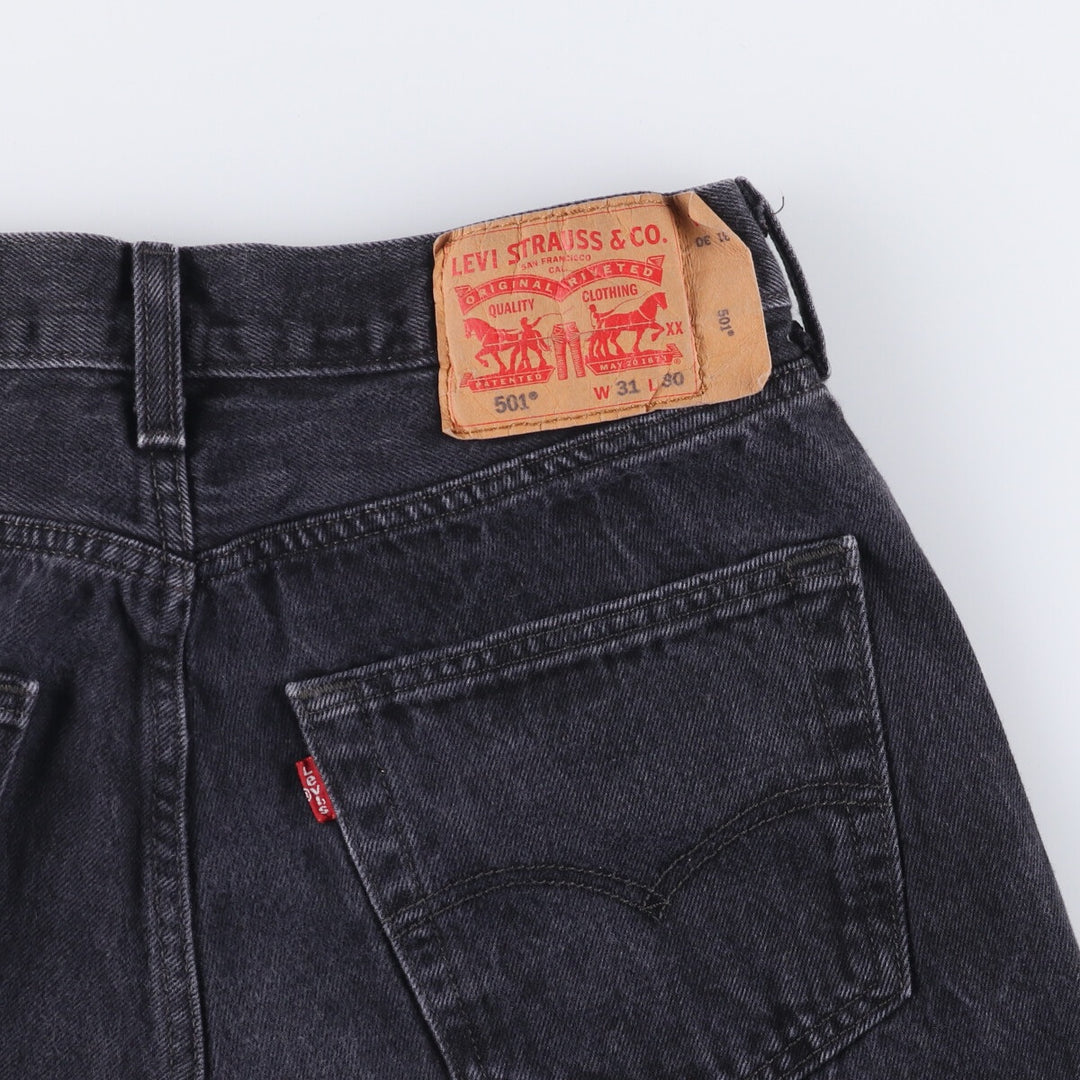 Levi's 501 Black Denim Straight Denim Pants Men's W31 equivalent cotton black type Vintage Second Hand