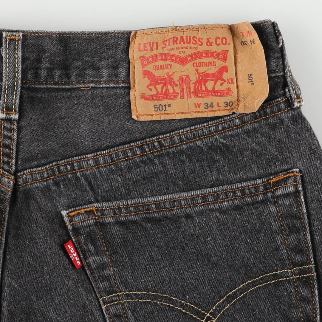 Levi's 501 Black Denim Straight Denim Pants Men's W31 equivalent cotton black type Vintage Second Hand