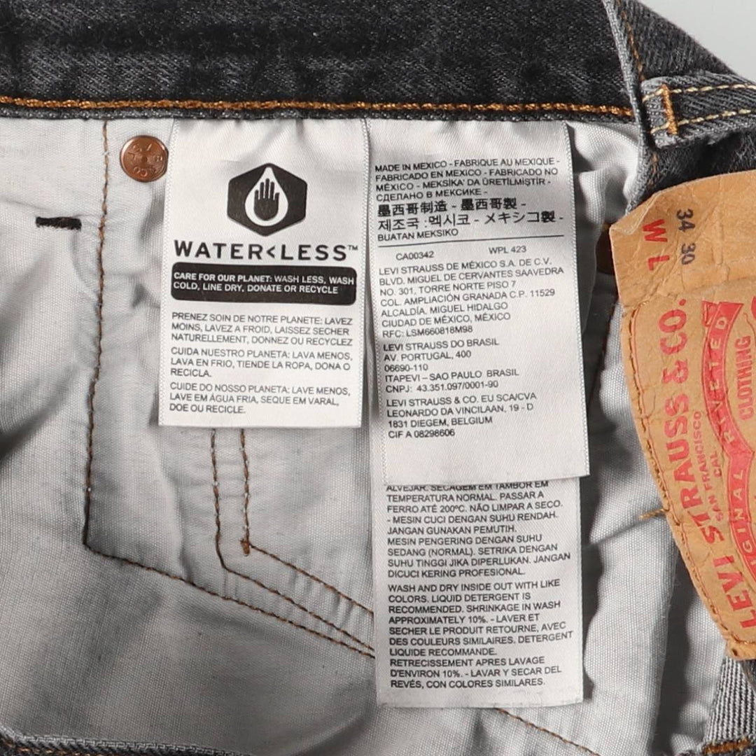Levi's 501 Black Denim Straight Denim Pants Men's W31 equivalent cotton black type Vintage Second Hand