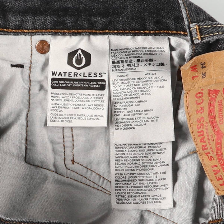 Levi's 501 Black Denim Straight Denim Pants Men's W31 equivalent cotton black type Vintage Second Hand