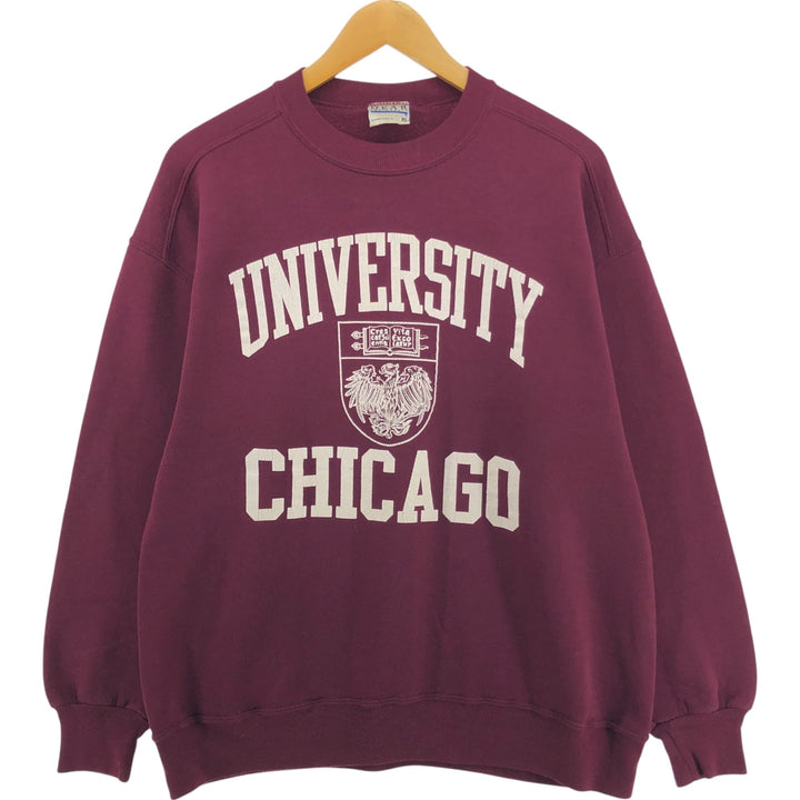 90'S GEAR College Sweatshirt, Made in USA, Men's XL, Vintage polyester wine-red Vintage Second Hand