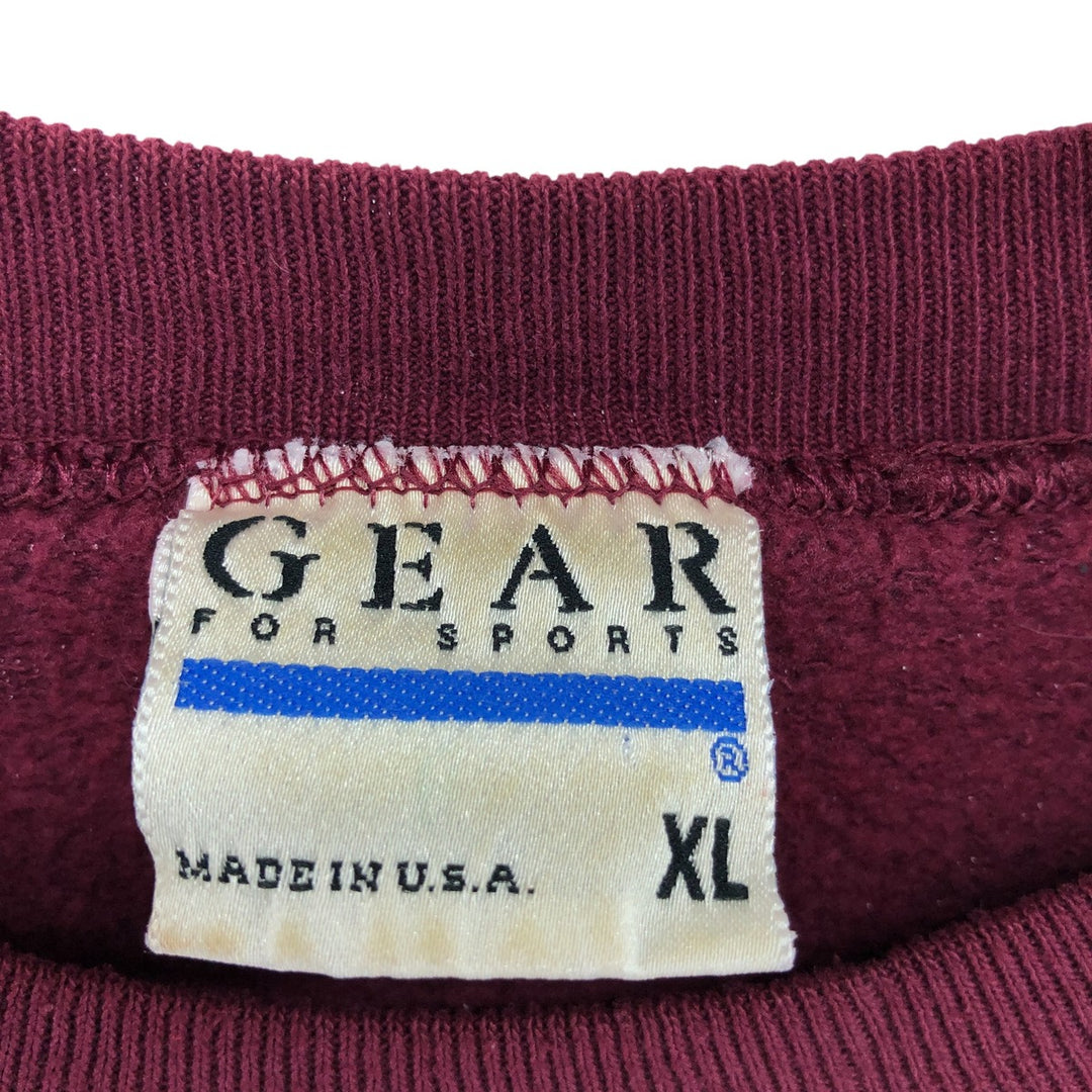 90'S GEAR College Sweatshirt, Made in USA, Men's XL, Vintage polyester wine-red Vintage Second Hand