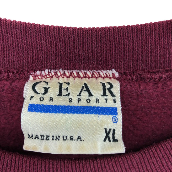 90'S GEAR College Sweatshirt, Made in USA, Men's XL, Vintage polyester wine-red Vintage Second Hand