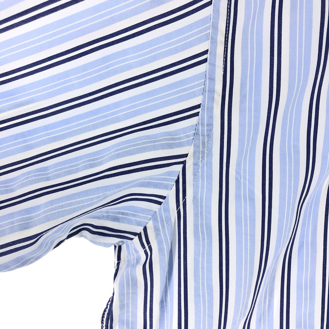 Ralph Lauren CUSTOM FIT Multi-stripe short sleeve button-down striped shirt, men's XL size cotton Blue type light blue Vintage Second Hand