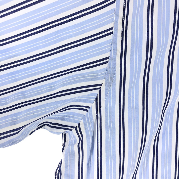 Ralph Lauren CUSTOM FIT Multi-stripe short sleeve button-down striped shirt, men's XL size cotton Blue type light blue Vintage Second Hand