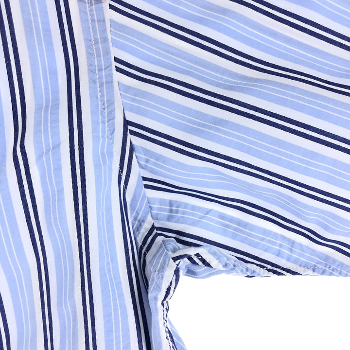 Ralph Lauren CUSTOM FIT Multi-stripe short sleeve button-down striped shirt, men's XL size cotton Blue type light blue Vintage Second Hand