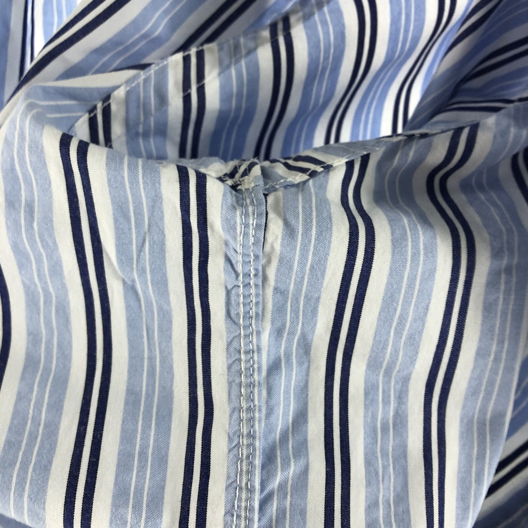 Ralph Lauren CUSTOM FIT Multi-stripe short sleeve button-down striped shirt, men's XL size cotton Blue type light blue Vintage Second Hand