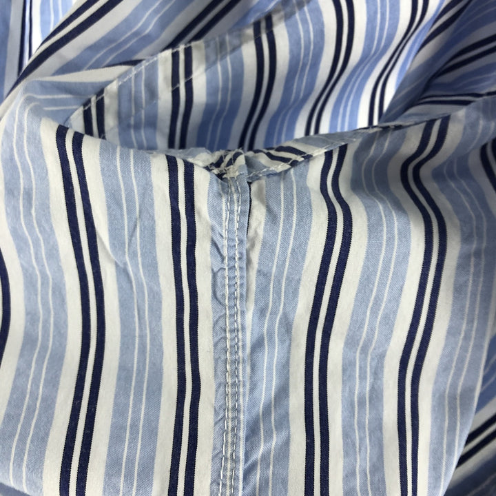 Ralph Lauren CUSTOM FIT Multi-stripe short sleeve button-down striped shirt, men's XL size cotton Blue type light blue Vintage Second Hand