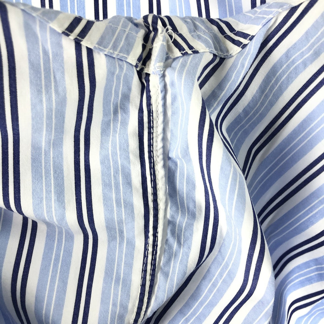Ralph Lauren CUSTOM FIT Multi-stripe short sleeve button-down striped shirt, men's XL size cotton Blue type light blue Vintage Second Hand