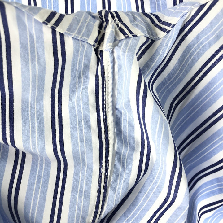 Ralph Lauren CUSTOM FIT Multi-stripe short sleeve button-down striped shirt, men's XL size cotton Blue type light blue Vintage Second Hand