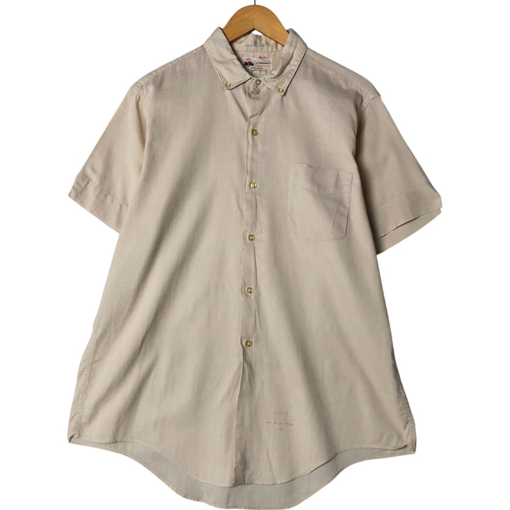 60s-70'S Fruit of the Room short sleeve button down shirt, men's size L unclear Beige type Vintage Second Hand