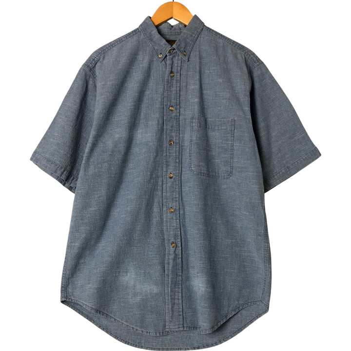 80s-90'S Eddie Bauer short sleeve button down shirt, men's size M, vintage cotton Blue type light blue Vintage Second Hand