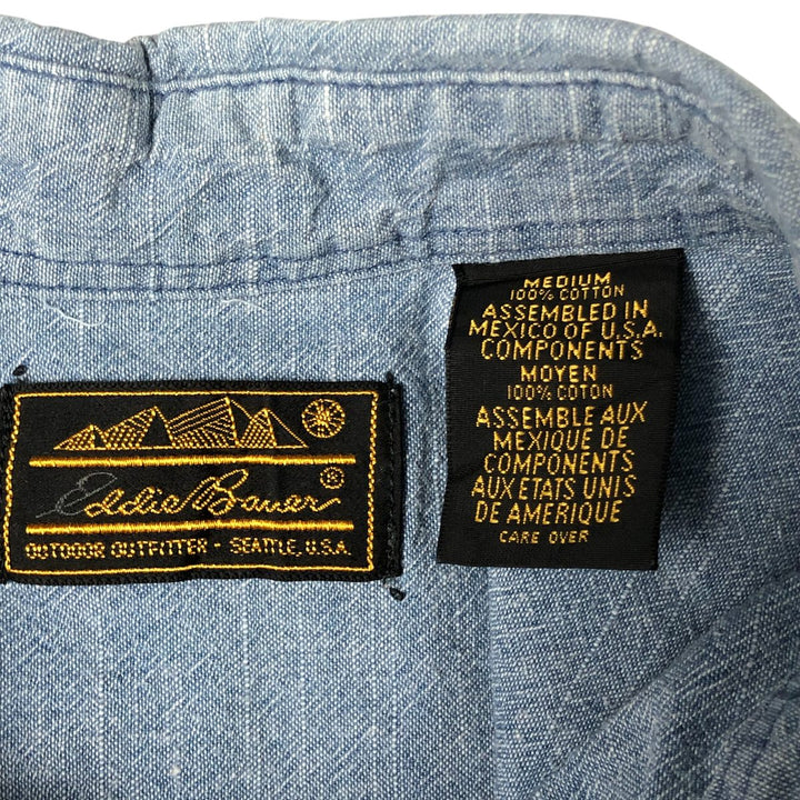 80s-90'S Eddie Bauer short sleeve button down shirt, men's size M, vintage cotton Blue type light blue Vintage Second Hand