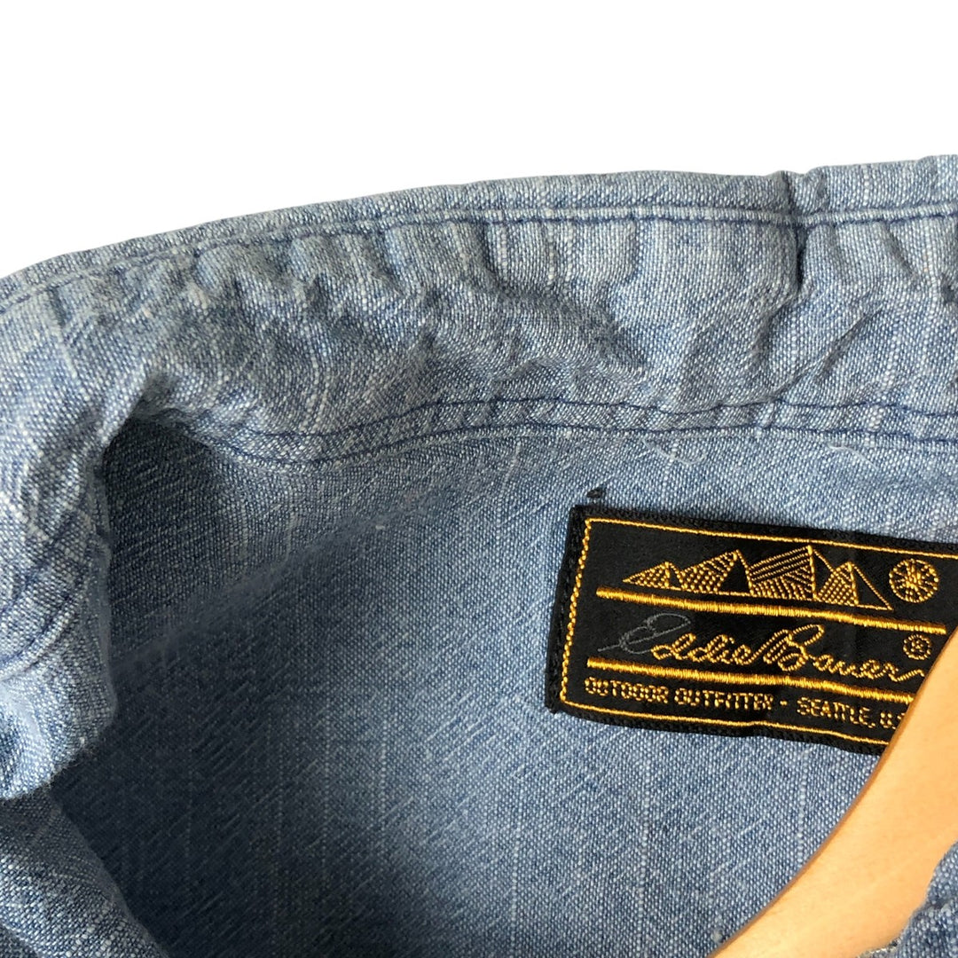 80s-90'S Eddie Bauer short sleeve button down shirt, men's size M, vintage cotton Blue type light blue Vintage Second Hand