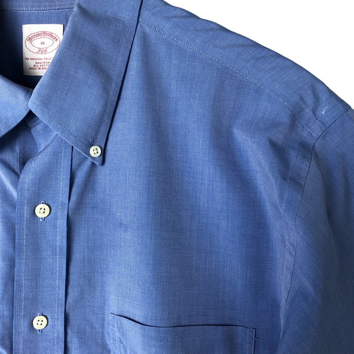 Brooks Brothers 346 short sleeve button-down shirt, men's size L cotton blue type Vintage Second Hand