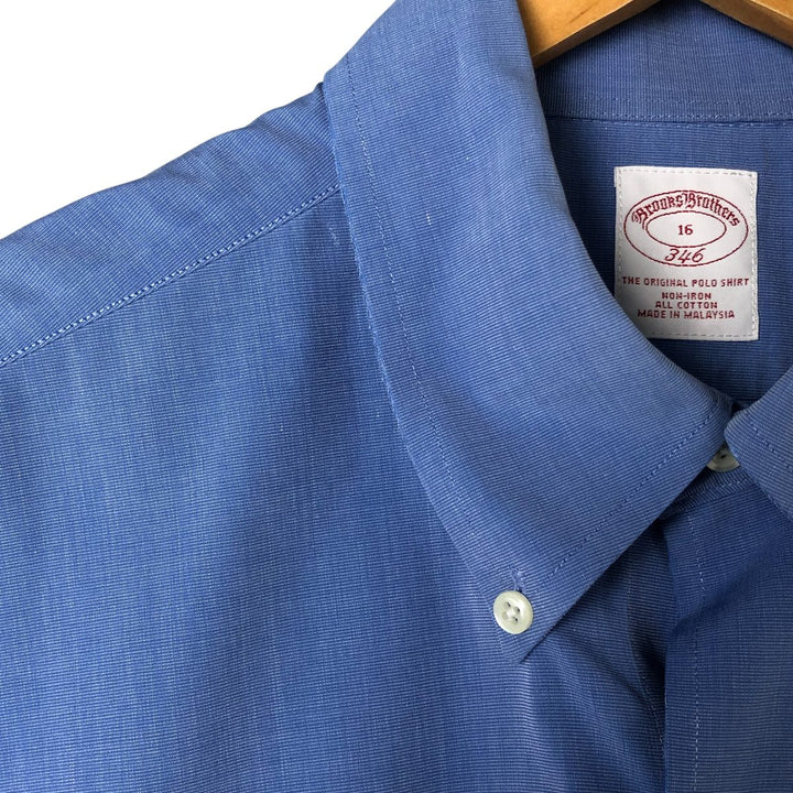Brooks Brothers 346 short sleeve button-down shirt, men's size L cotton blue type Vintage Second Hand