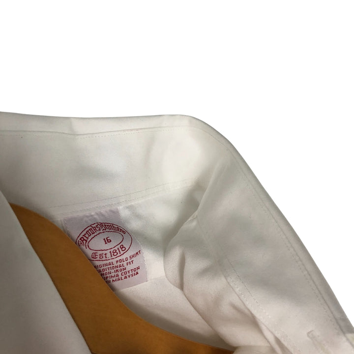 Brooks Brothers Est.1818 short sleeve button-down shirt, men's size L cotton white type Vintage Second Hand